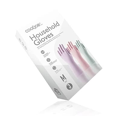 COOLJOB 3 Pairs Colorful Household Gloves with Cotton Liner & Non-slip Grip, Water Resistant Reusable Dish Washing Rubber Gloves for Kitchen & Bathroom Cleaning, Medium - Image 6