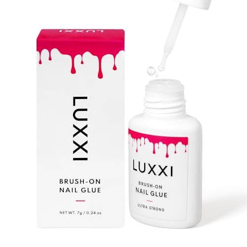LUXXI Super Strong Brush On Nail Glue for Press On Nails | Best Extra Strength Nail Glue for Long Lasting Extended Wear for Press-Ons, Nail Tips & Acrylic Nails