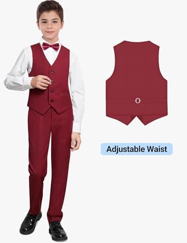 BOLADA Boys' Suit Burgundy Slim fit Suits for Kids Formal Classic 6 Piece Big Boys Tuxedos Teen Youth Size 14 - Image 5