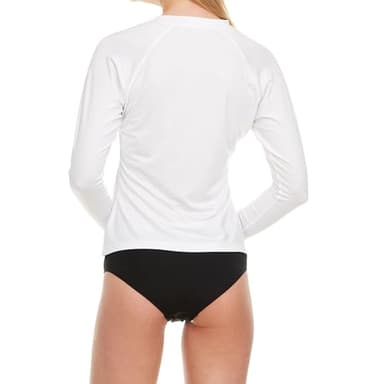 Hurley Rash Guard for Women, Womens Rash Guard Long Sleeve Shirts, Rashguard Swim Shirt Women UPF 50+ SPF & UV Protection White - Image 2