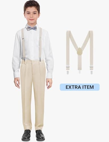 BOLADA Boys' Beige Husky Formal Classic 6-Piece Suit Set Size 14 Big Boys Toddler Tuxedos Suits for Kids Teen Youth Wedding Outfit Ring Bearer Outfit - Image 4