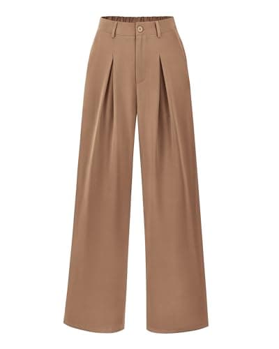 BTFBM Women High Waist Palazzo Pants Fall 2025 Casual Wide Leg Trousers Loose Work Office Business Suit Pant Pockets(Khaki, Small) - Image 1