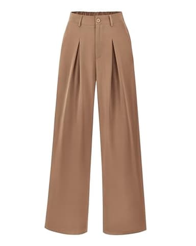 BTFBM Women High Waist Palazzo Pants Fall 2025 Casual Wide Leg Trousers Loose Work Office Business Suit Pant Pockets(Khaki, Small) - Image 1