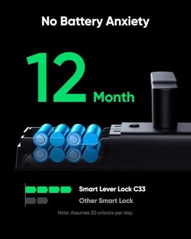 eufy Smart Lock C33, Keypad Door Lock with Handle, Fingerprint Door Knob, Keyless Entry Door Lock for Front Door and Bedrooms, Electronic Deadbolt, Wi-Fi, Remote App Control, IP53 Waterproof, Black - Image 3