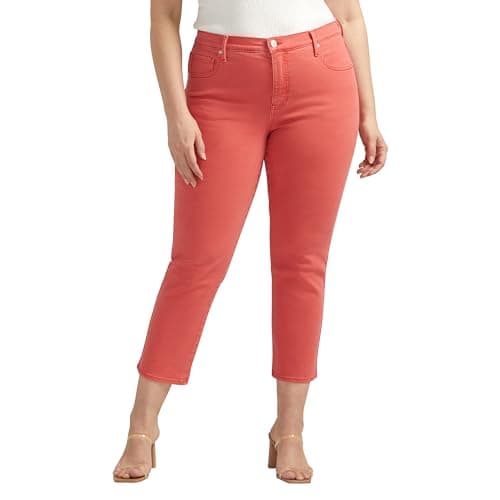 JAG Women's Plus Size Cassie Mid Rise Cropped Pants, Salsa - Image 1