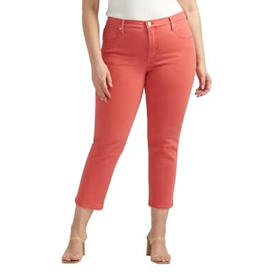JAG Women's Plus Size Cassie Mid Rise Cropped Pants, Salsa - Image 1