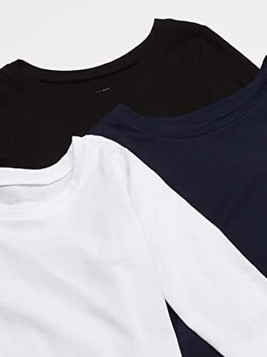 The Children's Place baby girls And Toddler Long Sleeve Basic Layering T-shirt T Shirt, Black/Tidal/White 3 Pack, 4T US - Image 2