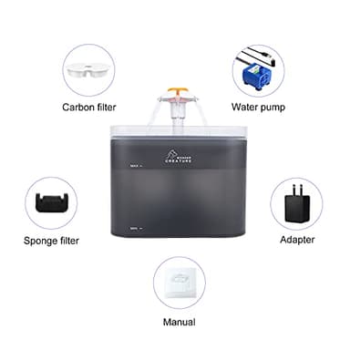Cat Water Fountain, 67oz/2L Automatic Cat Drinking Fountain, Pet Water Fountain with LED Light and Filter for Cats and Small Dogs (Grey) - Image 7