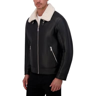 Kenneth Cole Men's Faux Shearling Moto, Black - Image 3