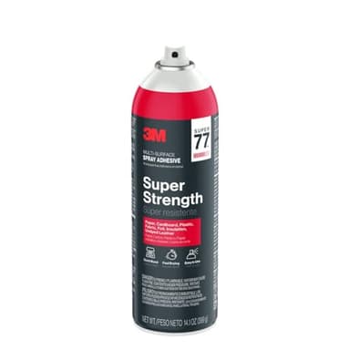 3M Super 77 Multi-Surface Spray Adhesive, 14.1 oz., Low VOC, Quick Bond, Fast Drying, Clear Finish for Foil, Foam, Paper, Metal, Plastic, Fabric, and Cardboard (77-NAT) - Image 3