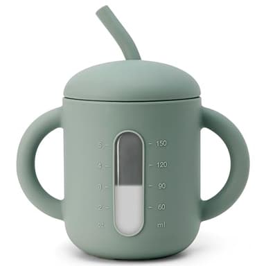 SAMiGO Silicone Sippy Cup, Baby Straw Cup for 6 12 18 Months, Sippy Cup with Straw for Toddlers 1-3 Years, Baby Water Cup for Drinking and Training, 6 oz - Image 1