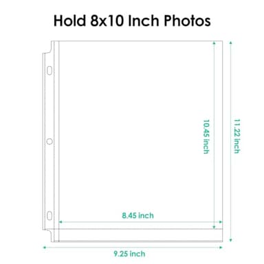 MaxGear 30 Pack 8 x 10 Photo Sleeves for 3 Ring Binder, Heavy-Duty Archival Photo Page Protectors Holds 60 Pictures, Clear Picture Album Refill Pages - Image 2