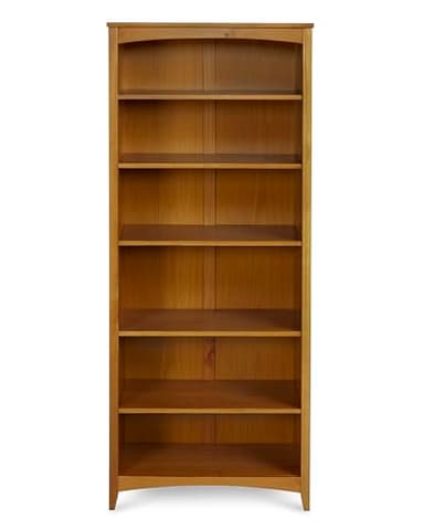 Camaflexi Shaker Style 6 Shelf Bookcase / Solid Wood / 72 inch Tall / Adjustable Shelving / Closed Back / Display Bookshelf for Living Room, Bedroom, Home and Office, Cherry - Image 1