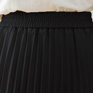 Basoteeuo Black Pleated Skirt for Women Midi Length Summer High Waisted A Line Elastic Waist Skirts XXL - Image 4