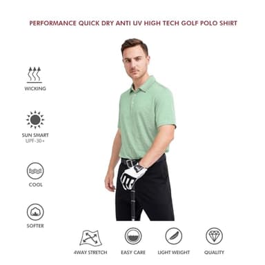 Mens Golf Shirts Moisture Wicking Dry Fit Short Sleeve Performance Sport Stripe Golf Polo Shirts for Men - Image 5