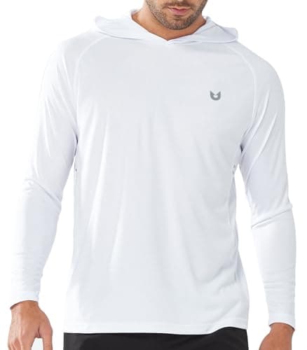 NORTHYARD Men's UPF 50+ Hoodie Shirts Long Sleeve Sun Protection Fishing Swim Beach UV SPF Rash Guard Quick Dry Lightweight White L - Image 1