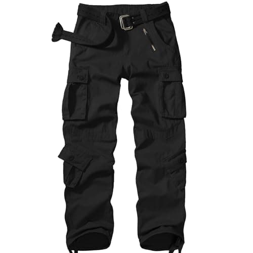 Men's BDU Casual Military Pants, Tactical Wild Army Combat ACU Rip Stop Camo Cargo Work Pants Trousers with 8 Pockets #7533 Black 30 - Image 1