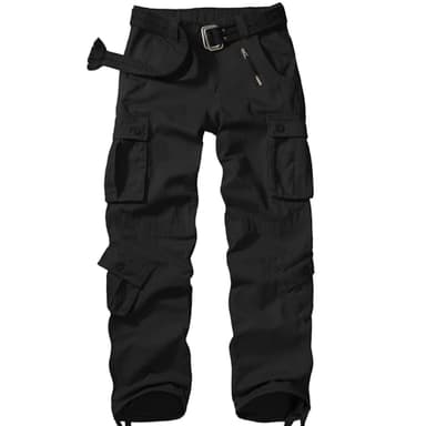 Men's BDU Casual Military Pants, Tactical Wild Army Combat ACU Rip Stop Camo Cargo Work Pants Trousers with 8 Pockets #7533 Black 30 - Image 1