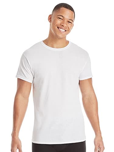 Hanes Men's Tagless Cotton Crew Undershirts, 3-Pack - White, Large - Image 2