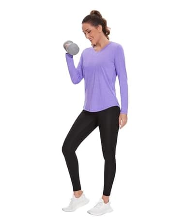 7 Pack Long Sleeve Workout Tops for Women Quick Dry Athletic Running Shirts UV Sun Protection T Shirts V Neck Performance Shirts SetA 2XL - Image 5