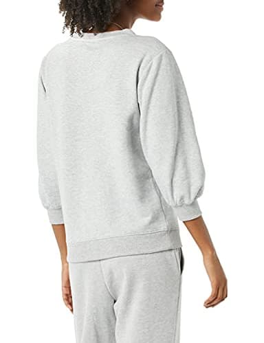 Amazon Essentials Women's French Terry Fleece Crewneck Sweatshirt with Sleeve Detail, Grey Heather, X-Small - Image 2