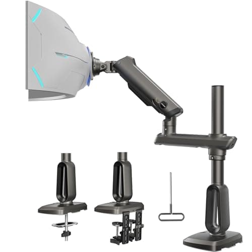 HUANUO Heavy Duty Monitor Arm for Ultrawide Screens up to 49", Holds 40 lbs, Aluminum Ultrawide Single Monitor Stand with 29.1" Max Height, Fully Adjustable Desk Mount, Max VESA 100x100mm - Image 1