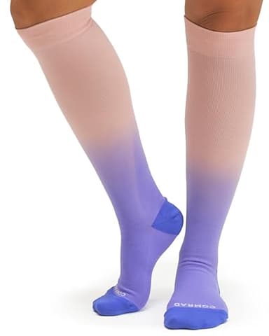 Comrad Knee High Socks - 15-20mmHg Graduated Compression Socks, (Pink/Purple, Small) - Soft & Breathable Foot & Calf Support for Men, Pregnant Women, Nurses, Home, Work & Travel - Image 1