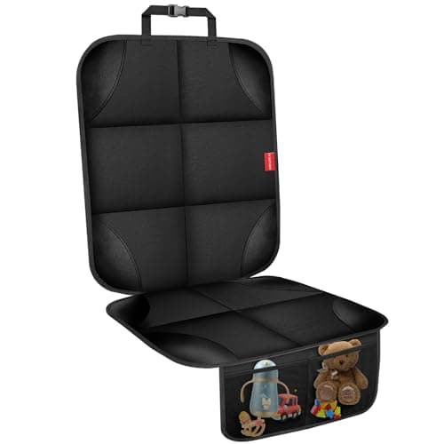 Car Seat Protector, Carseat Seat Protectors with Thick Padding and Upgraded Non-Slip Backing, Waterproof Seat Protector Under Baby Car Seat, 600D Fabric Car Seat Covers with Storage Pockets for Baby - Image 1