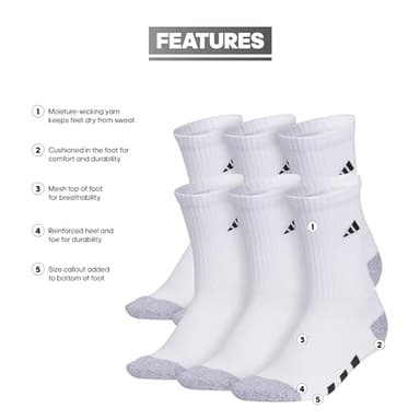 adidas Unisex Kids Crew Socks for Boys and Girls Youth (6-Pack) Athletic Cushioned and Comfortable, Tall Mid-Calf - Image 2