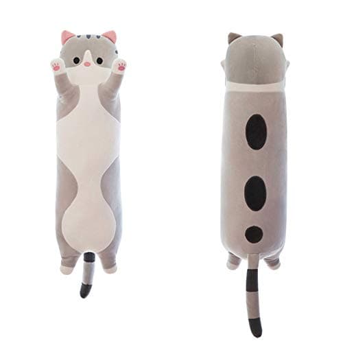shangman Lovely Plush Cat Doll Cute Cartoon Soft Stuffed Kitten Pillow Long Throw Sleeping Toy Gift for Kids Girlfriend Multiple Size (Grey,50cm/19.6in) - Image 1