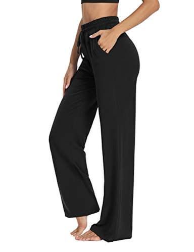 Sarin Mathews Womens Yoga Sweatpants Wide Leg Lounge Pajamas Pants Comfy Drawstring Workout Joggers Pants with Pockets Black XL - Image 2