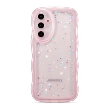 ZTOFERA for Samsung Galaxy A16 4G/5G Case 6.7",Cute Curly Wave Case with Star Glitter,Clear Shiny Bling Soft TPU Shockproof Phone Protective Cover for Women Girls-Pink - Image 1