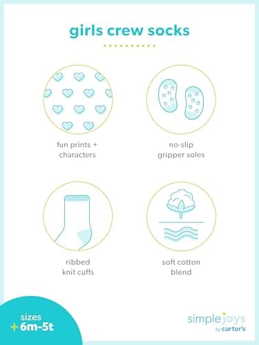 Simple Joys by Carter's Baby 12-Pack Socks, Multicolor/Flowers/Fruit/Hearts, 4-5T - Image 11