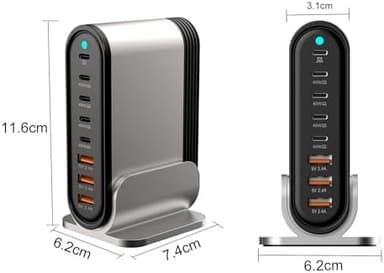 USB C Fast Charger : Fast Charging Station : 285W-8 Port Desktop Multiple Devices Power Adapter for Laptop MacBook Pro/Air, DELL, Tablet iPad Pro/Air, iPhone 16/15/14, Galaxy S23/22 - Image 7
