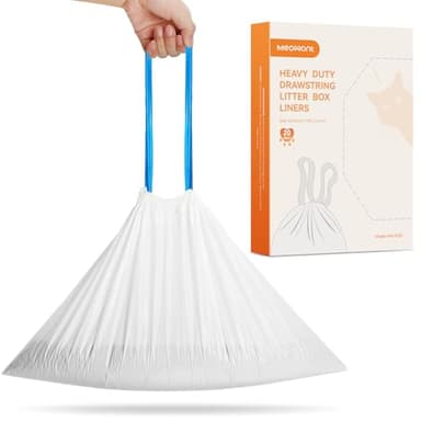 MeoWant Cat Litter Box Liners, Drawstring Receptacles Bags Thickened Waste Bag for MeoWant MW-SC01/MW-SC02 Automatic Cat Litter Box, 20pcs - Image 1