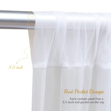 PARTISKY 10x8ft White Tulle Backdrop Curtain with Lights String for Parites, Sheer Backdrop Curtains for Wedding Baby Shower Birthday Party Photo Shoot Decorations - Image 5