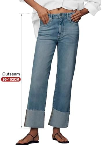 KUNMI Jeans for Women Wide Leg Baggy High Waist Boyfriends Straight Leg Stretchy Denim Pants Trendy Fall 2025 - Image 4