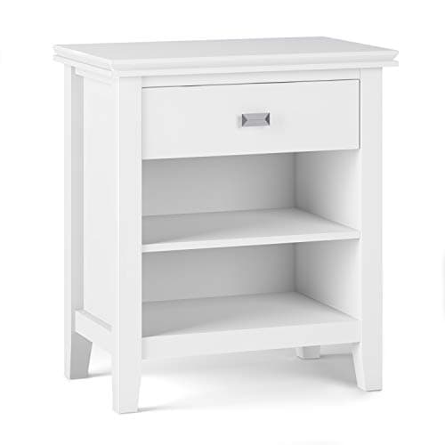 SIMPLIHOME Artisan SOLID WOOD 24 inch Wide Transitional Bedside Nightstand Table in White for the Living Room and Bedroom - Image 1