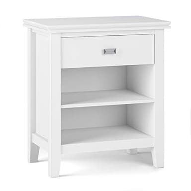 SIMPLIHOME Artisan SOLID WOOD 24 inch Wide Transitional Bedside Nightstand Table in White for the Living Room and Bedroom - Image 1