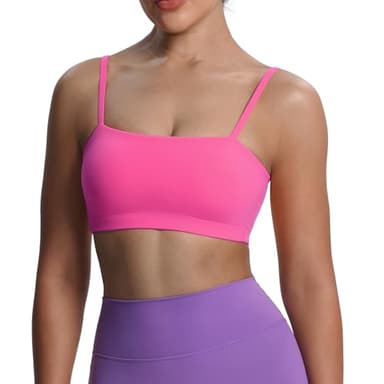 Aoxjox Women's Workout Bandeau Bras Training Fitness Running Yoga Crop Tank (Azalea Pink, XX-Large) - Image 1