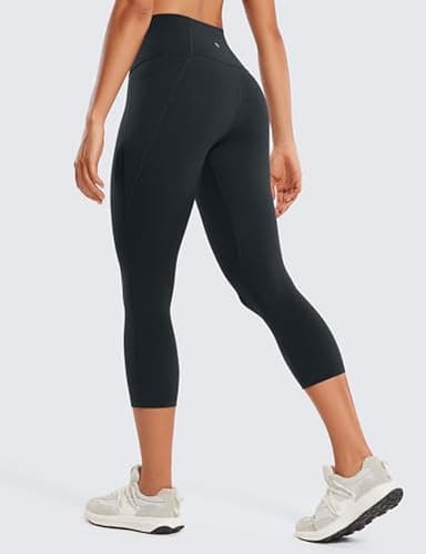 CRZ YOGA Womens Butterluxe Workout Capri Leggings with Pockets 21 Inches - High Waisted Gym Athletic Crop Yoga Melanite Medium - Image 2