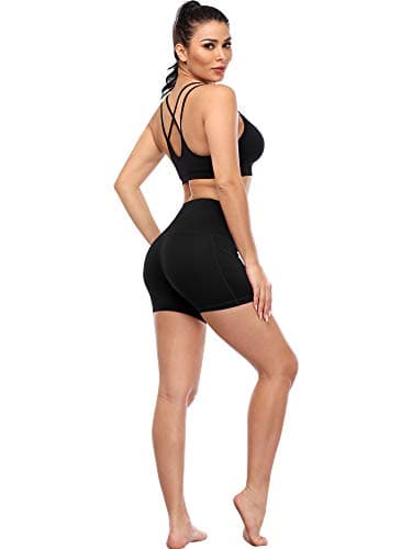 CADMUS High Waist Athletic Shorts for Womens Yoga Fitness Workout Running Shorts with Deep Pockets,3 Pack,1016,Black & Black & Black,X-Large - Image 5