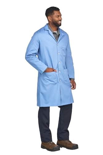 Bulwark FR-KEL2LB RG Men's FR Lab Coat, Light Blue, Small - Image 3