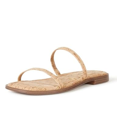 The Drop Women's Paris Square Toe Two Strap Flat Sandal, Cork, 8 - Image 1