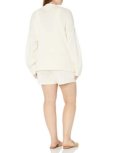 The Drop Women's Brigitte Cotton Blend Chunky Cardigan, Whisper White, S - Image 5