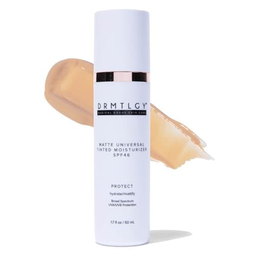 DRMTLGY Matte Tinted Moisturizer SPF 46 – Anti-Aging Face Sunscreen & Lightweight Makeup with Broad Spectrum UV Protection – Hydrating Skin Care & Face Moisturizer – 1.7 oz - Image 1