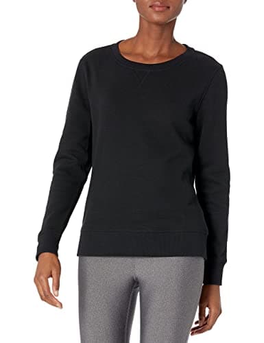 Amazon Essentials Women's Fleece Crewneck Pullover Sweatshirt (Available in Plus Size), Black Heather, Medium - Image 1