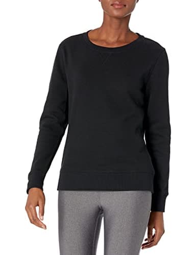 Amazon Essentials Women's Fleece Crewneck Pullover Sweatshirt (Available in Plus Size), Black Heather, Medium - Image 1