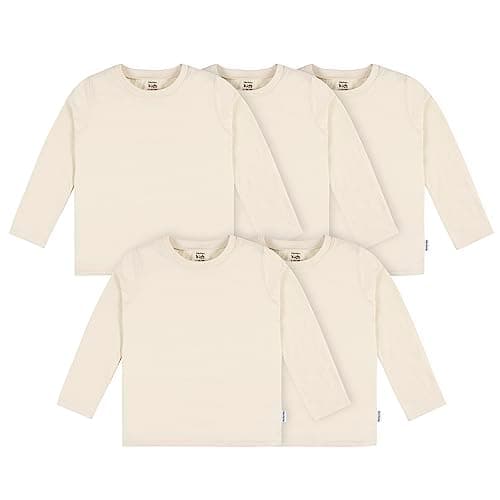 Gerber Baby Toddler 5-Pack Solid Long Sleeve T-Shirts Jersey 160 GSM, Natural, 18 Months - Image 1