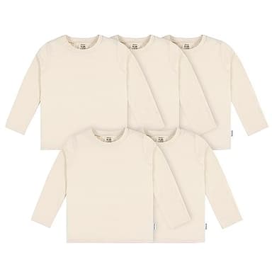 Gerber Baby Toddler 5-Pack Solid Long Sleeve T-Shirts Jersey 160 GSM, Natural, 18 Months - Image 1
